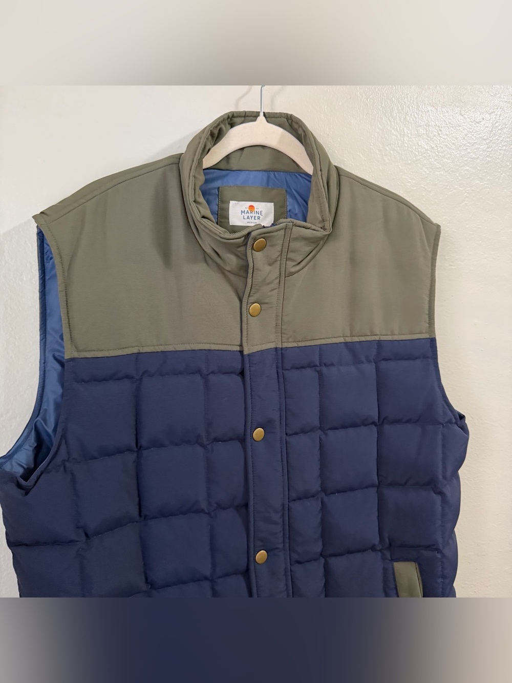 Marine Layer Sawyer Down Puffer‎ Vest Mens M Full Zip Quilted Outdoor Gorpcore - Picture 5 of 14